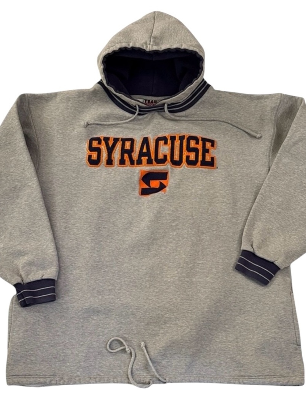 Vintage 80s 90s Syracuse University Hoodie Gray Heavyweight Embroidered XL